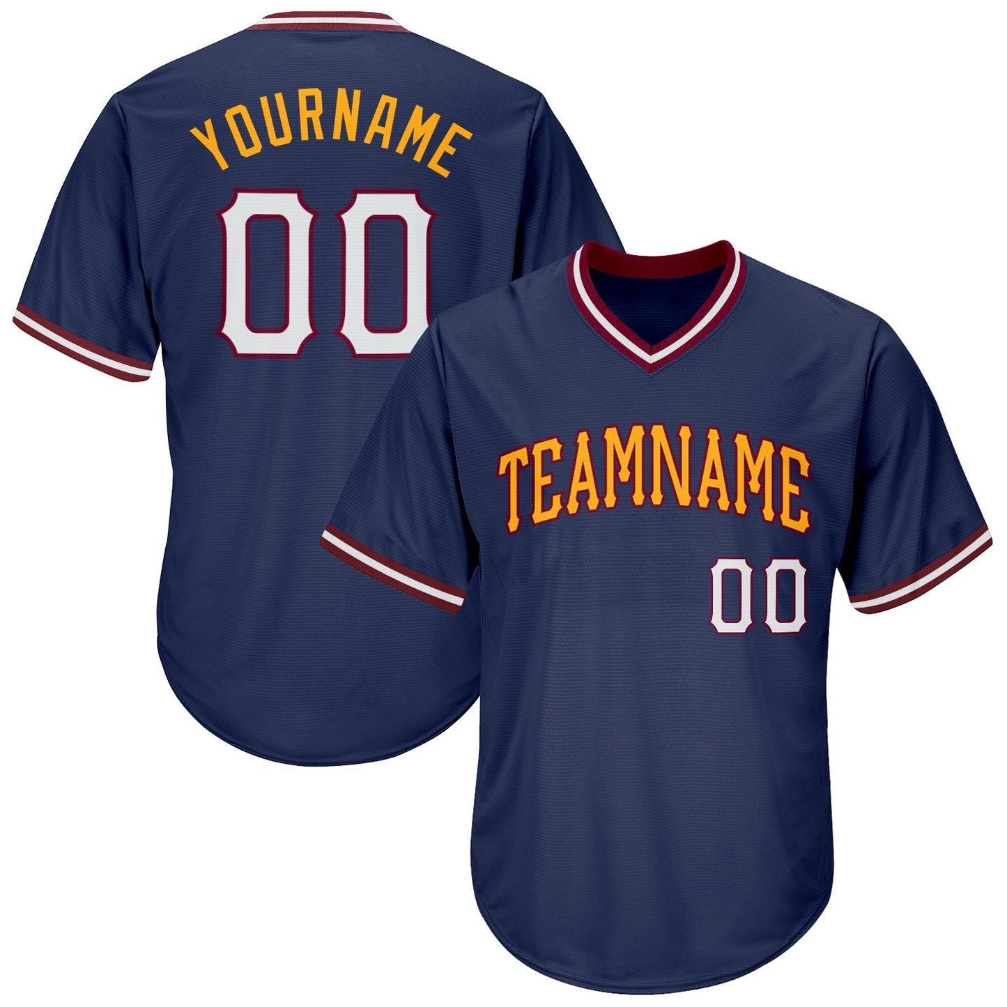 Custom Navy White-Gold Authentic Throwback Rib-Knit Baseball Jersey Shirt - Main View