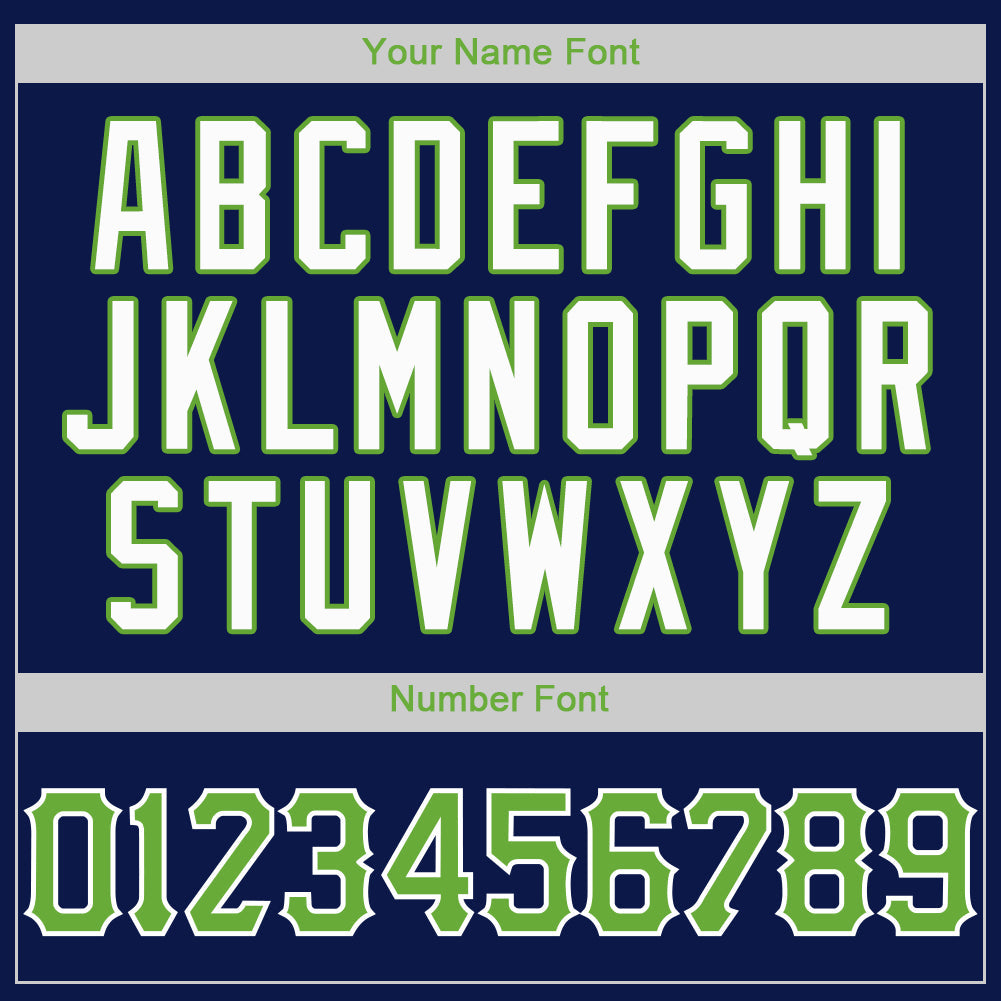 Custom Navy Neon Green-White Authentic Baseball Jersey view 5