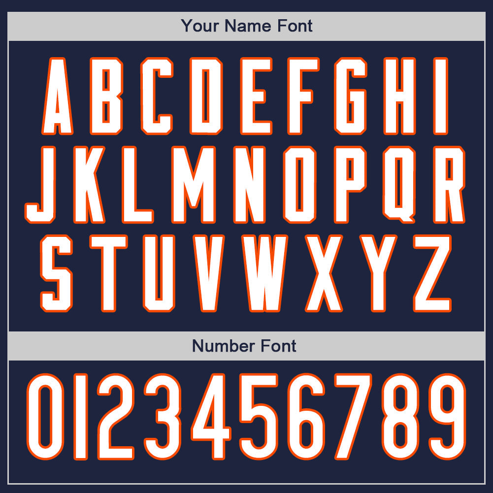 Custom Navy White-Orange Authentic Baseball Jersey view 5