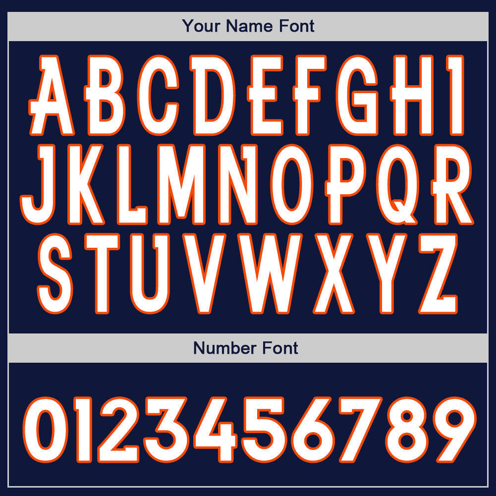 Custom Navy White-Orange Authentic Baseball Jersey view 5