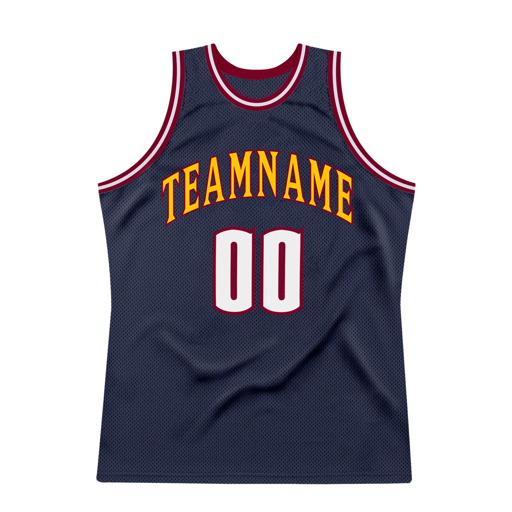 Custom Navy White-Maroon Authentic Throwback Basketball Jersey view 7