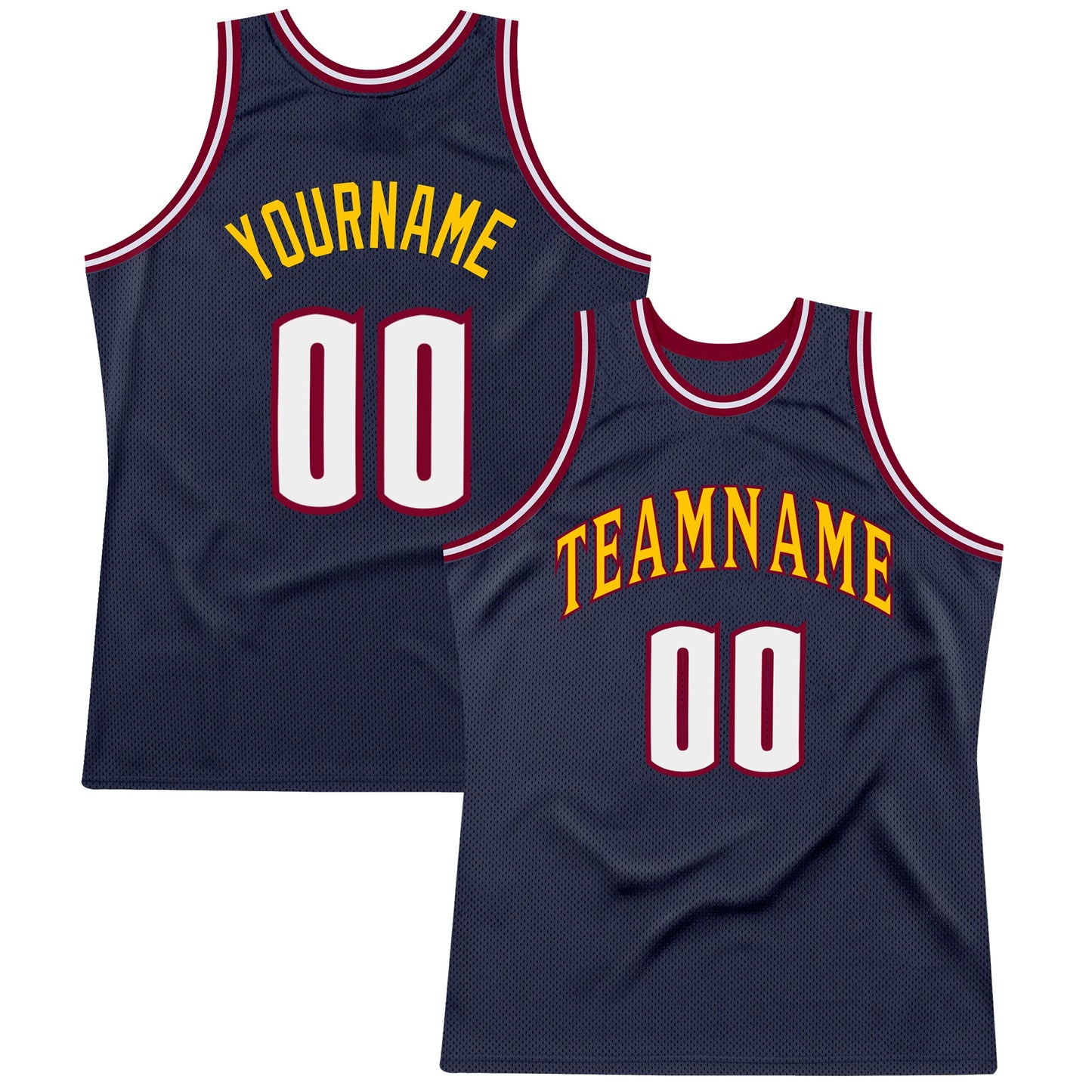 Custom Navy White-Maroon Authentic Throwback Basketball Jersey - Main View