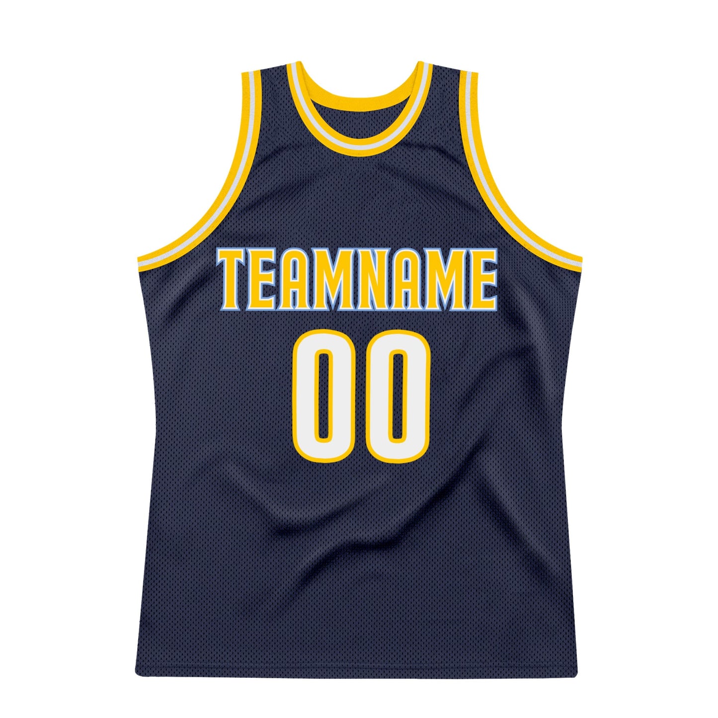 Custom Navy White-Gold Authentic Throwback Basketball Jersey view 7