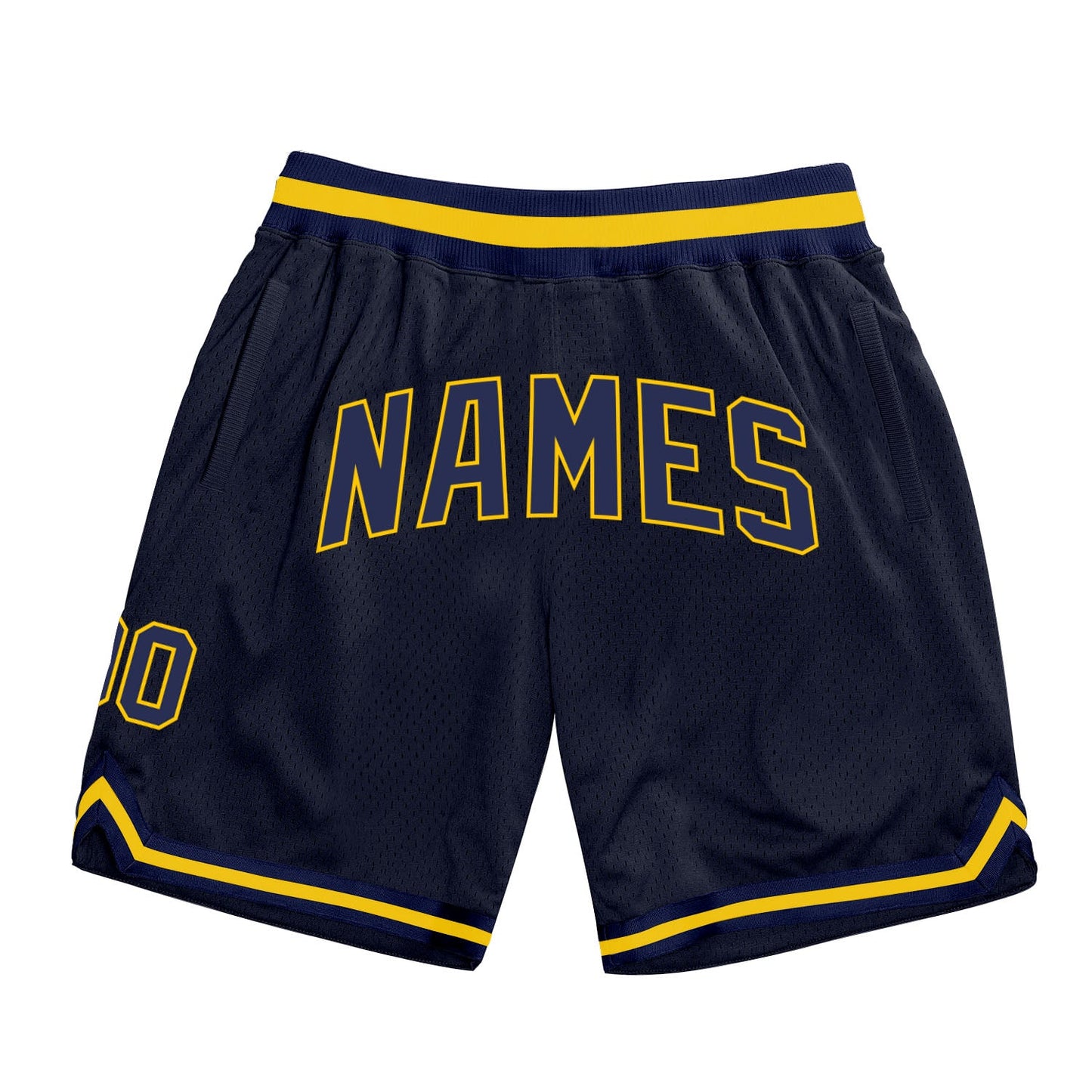 Custom Navy Navy-Gold Authentic Throwback Basketball Shorts - Main View