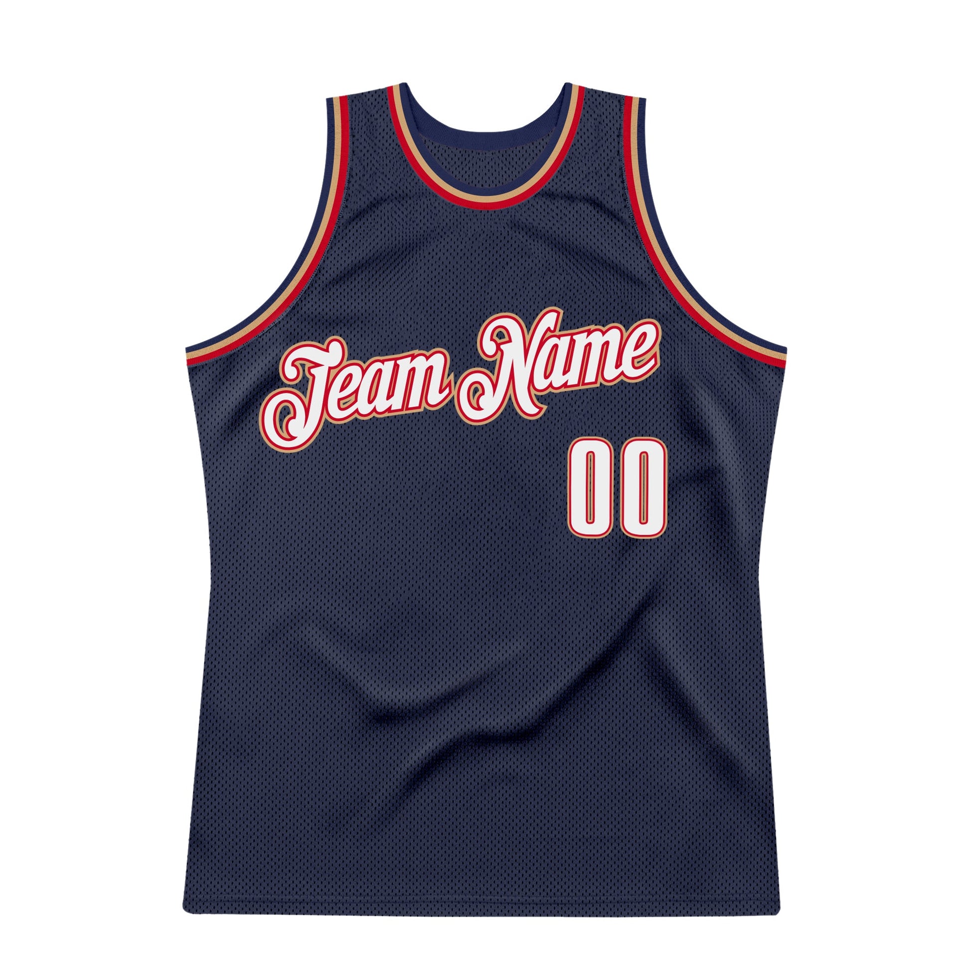 Custom Navy White-Orange Authentic Throwback Basketball Jersey view 5