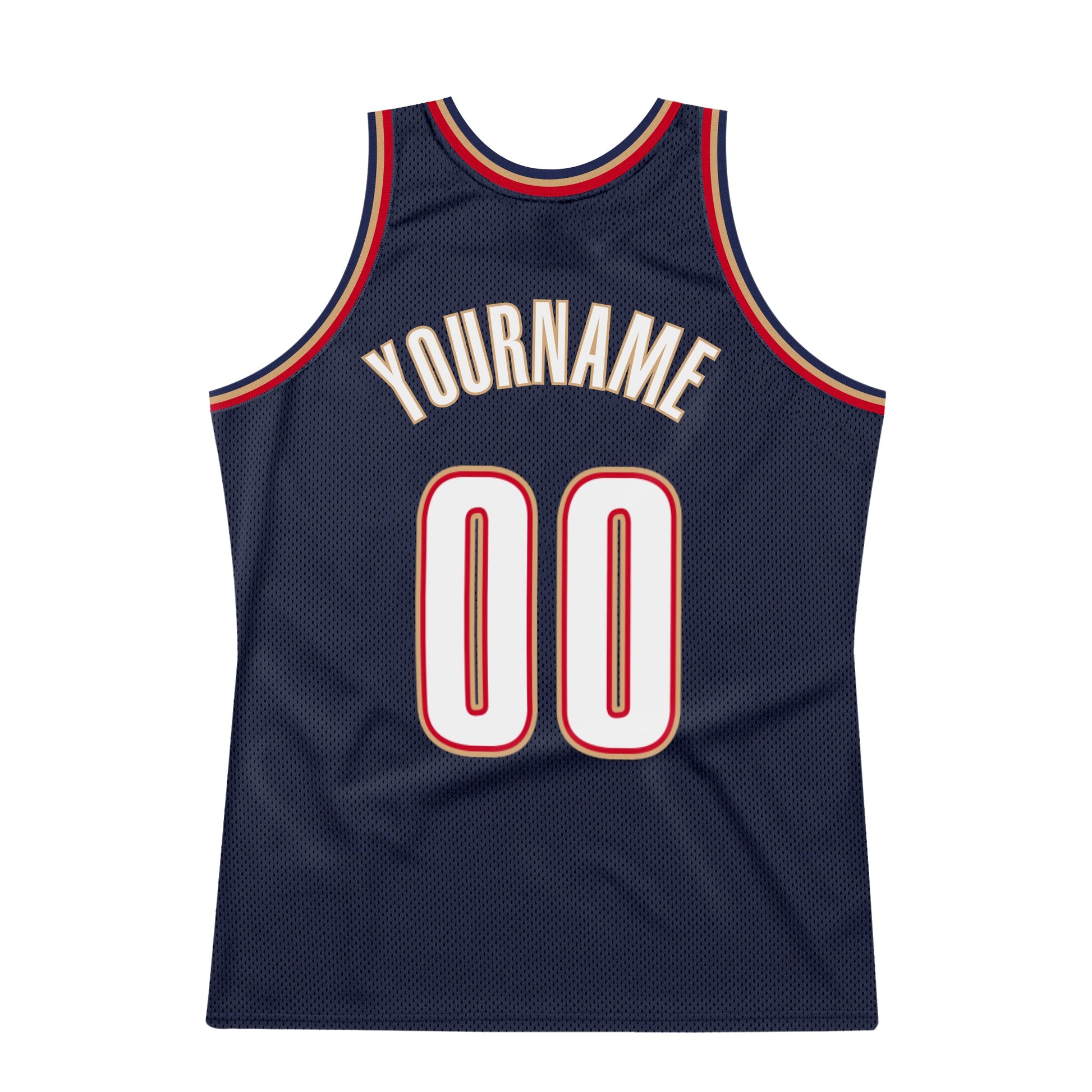 Custom Navy White-Orange Authentic Throwback Basketball Jersey view 6