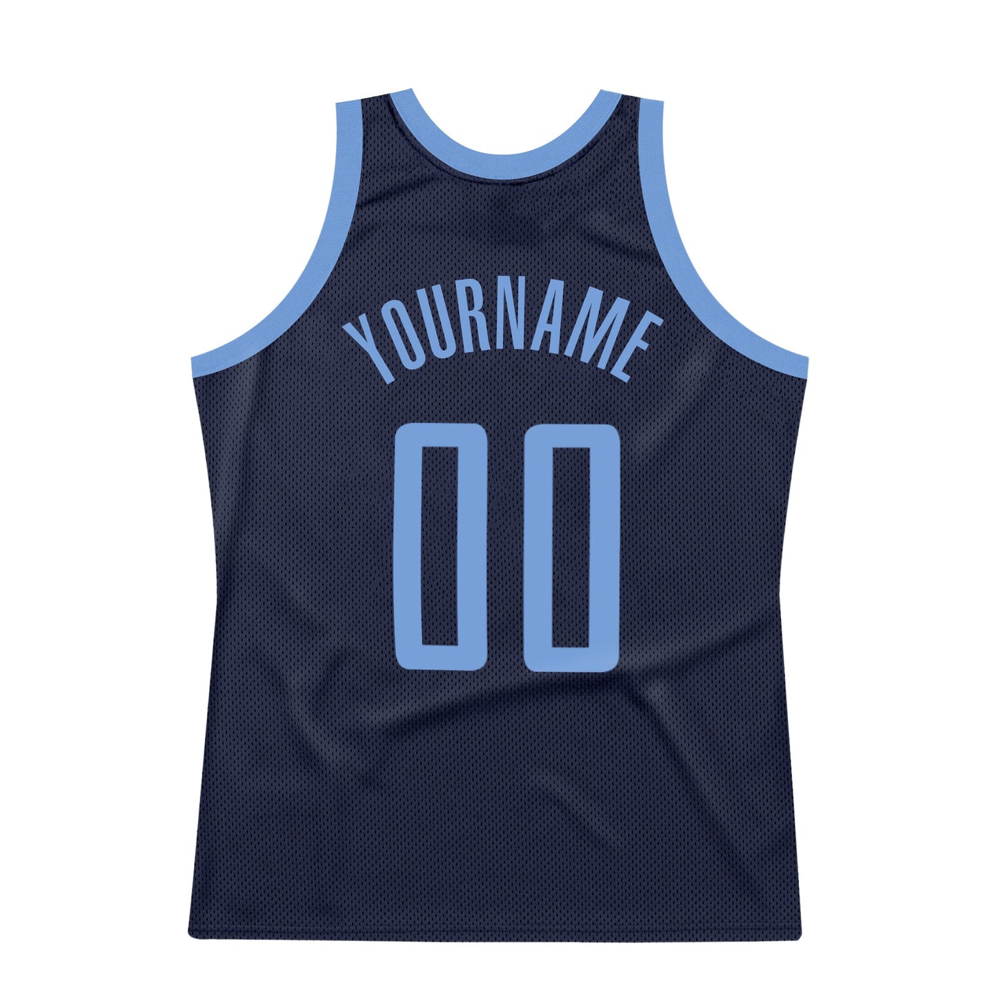 Custom Navy Light Blue Authentic Throwback Basketball Jersey view 5