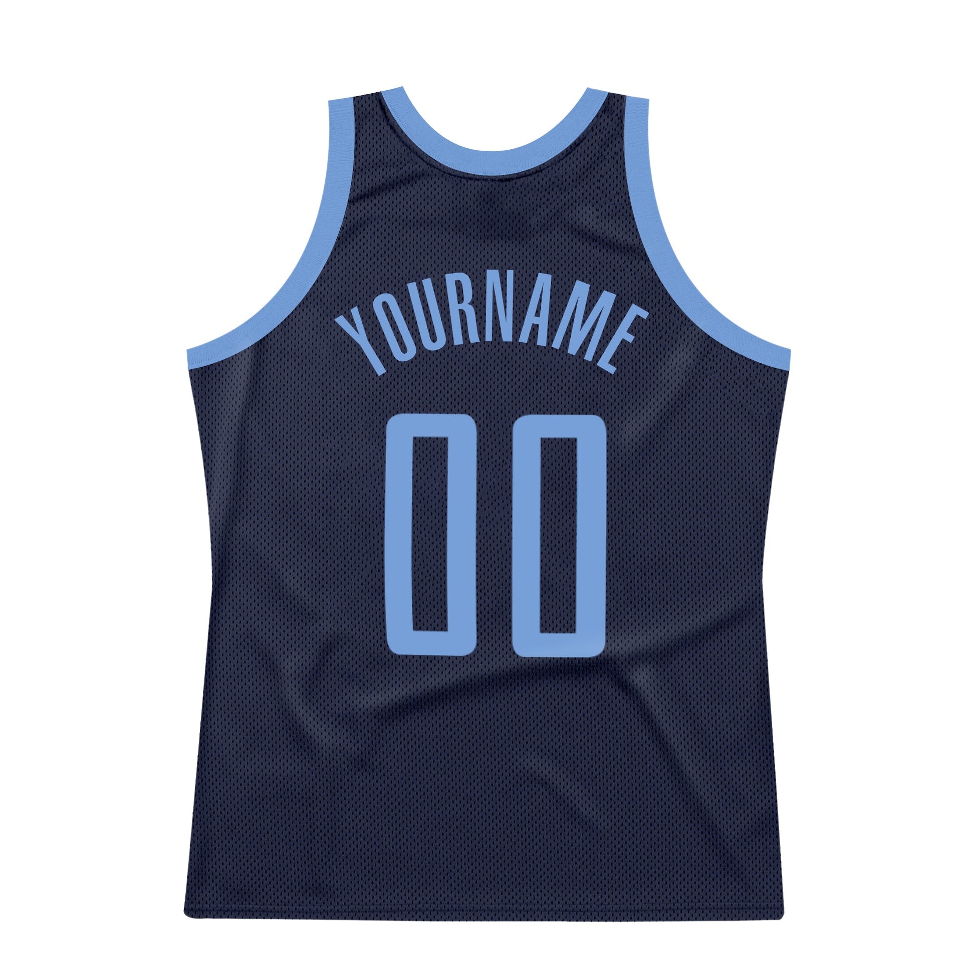 Custom Navy Light Blue Authentic Throwback Basketball Jersey view 5