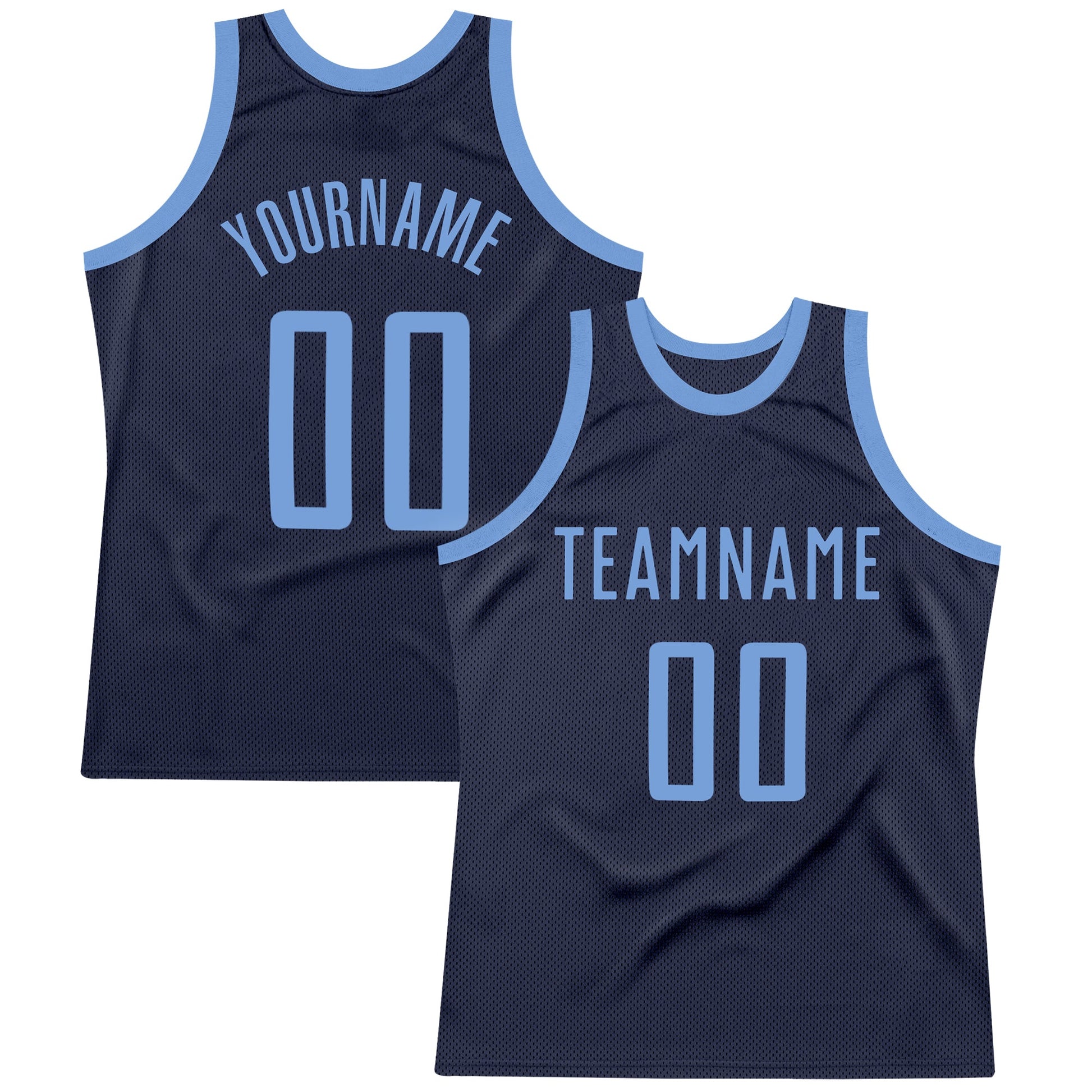 Custom Navy Light Blue Authentic Throwback Basketball Jersey - Main View