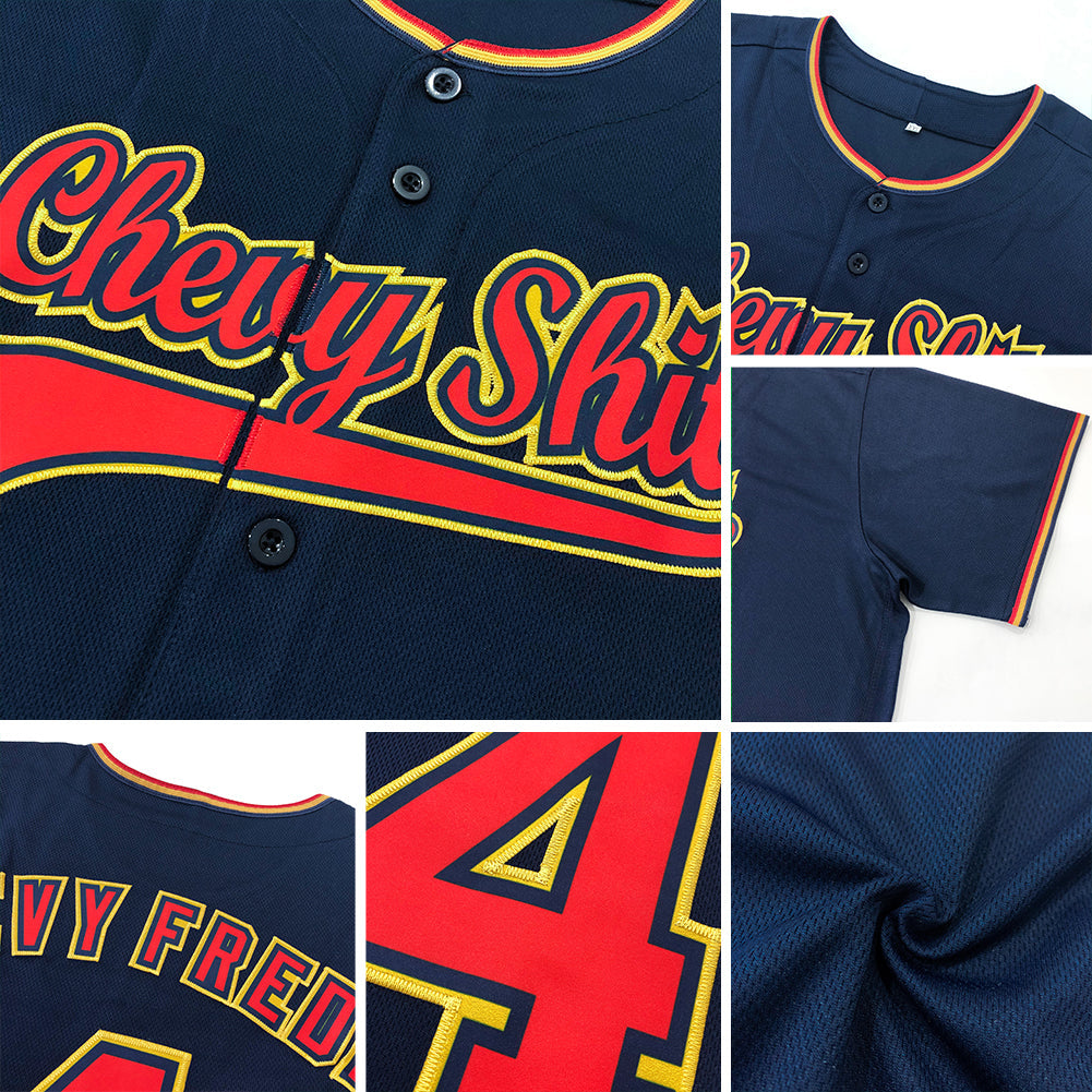 Custom Navy Gray-Teal Authentic Baseball Jersey view 6