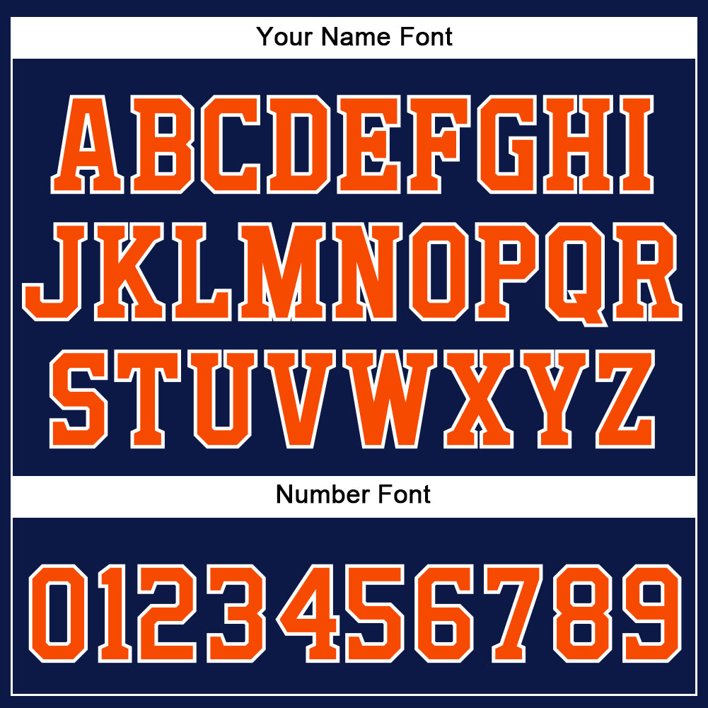 Custom Navy Orange-White Authentic Baseball Jersey view 4