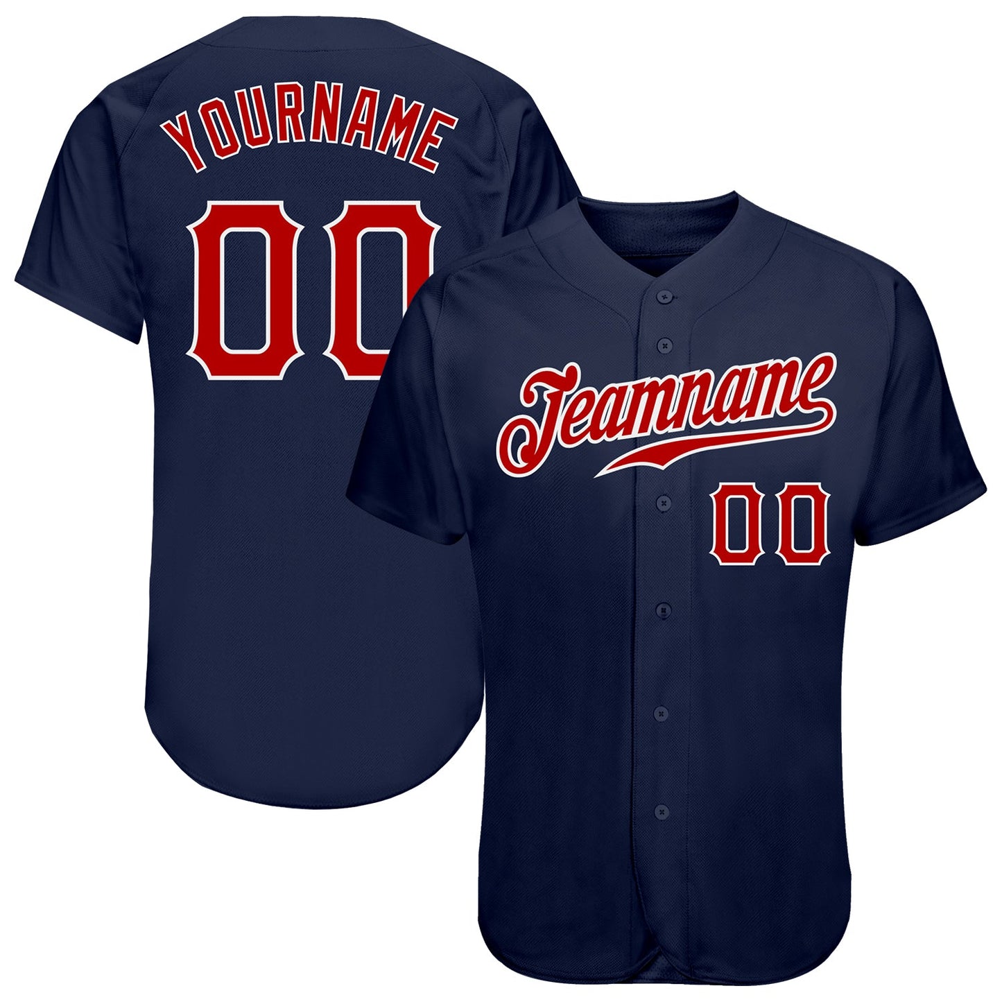 Custom Navy Red-White Authentic Baseball Jersey - Main View
