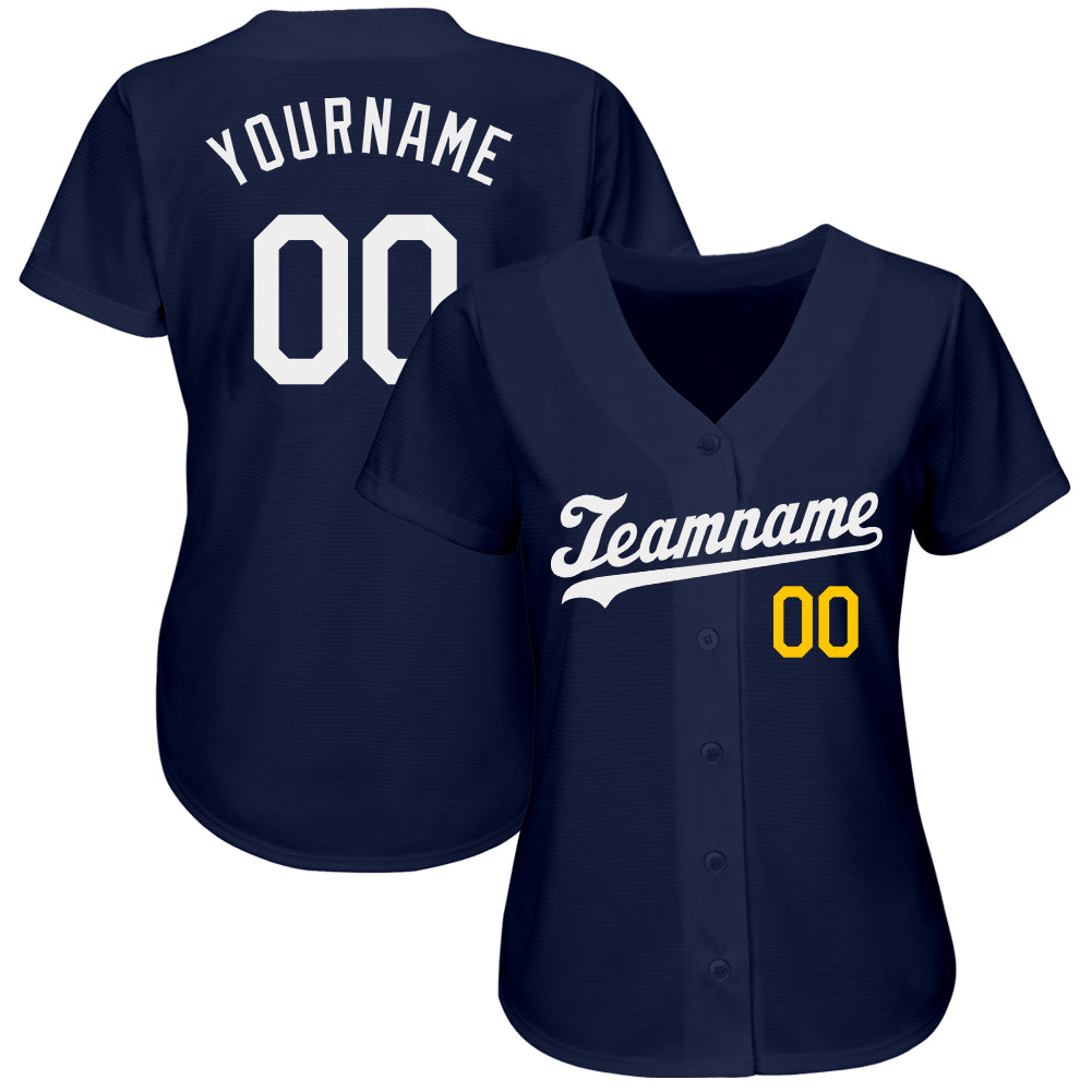 Custom Navy White-Red Authentic Baseball Jersey view 2
