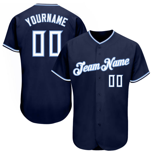 Custom Navy White-Light Blue Authentic Baseball Jersey - Main View