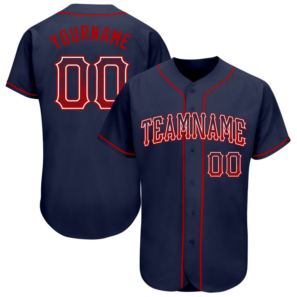Custom Navy Red-White Authentic Drift Fashion Baseball Jersey - Main View