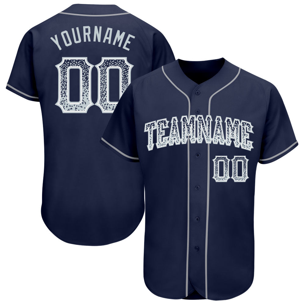 Custom Navy Silver-White Authentic Drift Fashion Baseball Jersey - Main View
