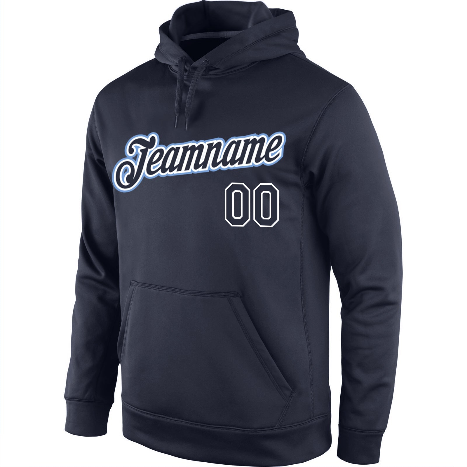 Custom Stitched Navy Navy-White Sports Pullover Sweatshirt Hoodie view 2