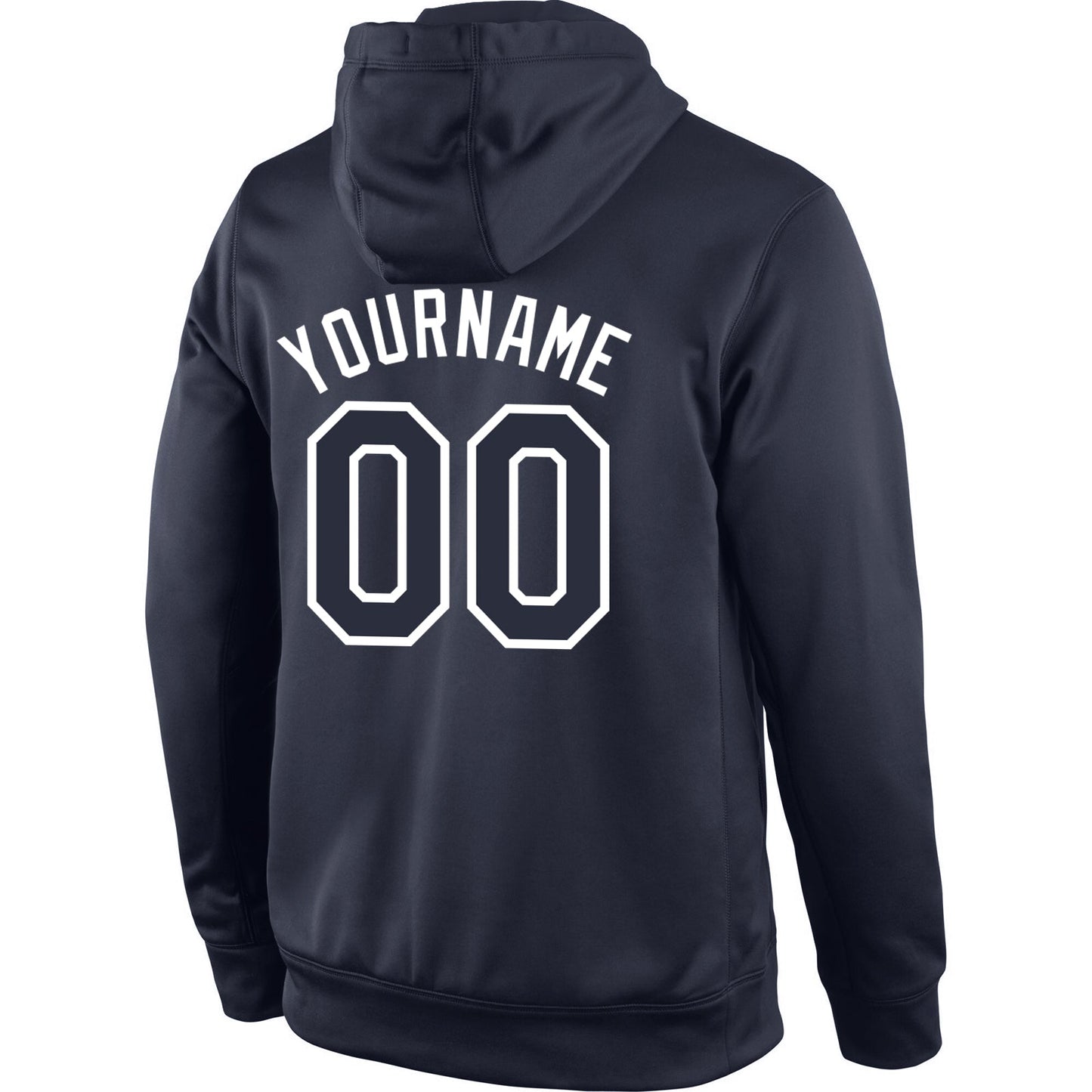 Custom Stitched Navy Navy-White Sports Pullover Sweatshirt Hoodie view 3