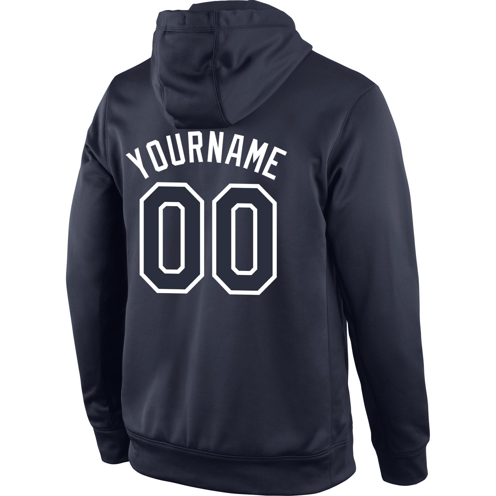 Custom Stitched Navy Navy-White Sports Pullover Sweatshirt Hoodie view 3