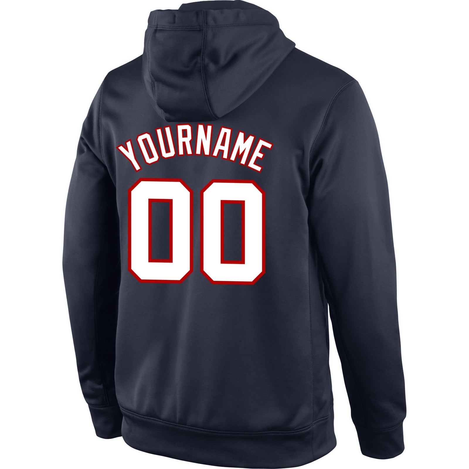 Custom Stitched Navy White-Red Sports Pullover Sweatshirt Hoodie view 3