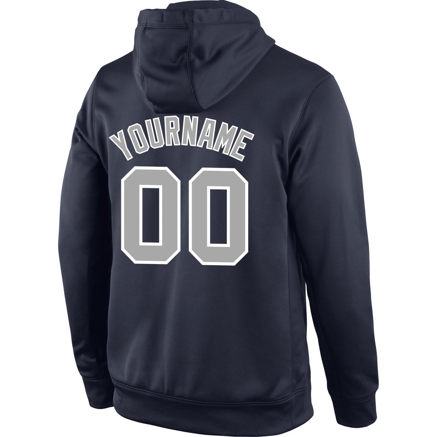 Custom Stitched Navy Gray-White Sports Pullover Sweatshirt Hoodie view 3