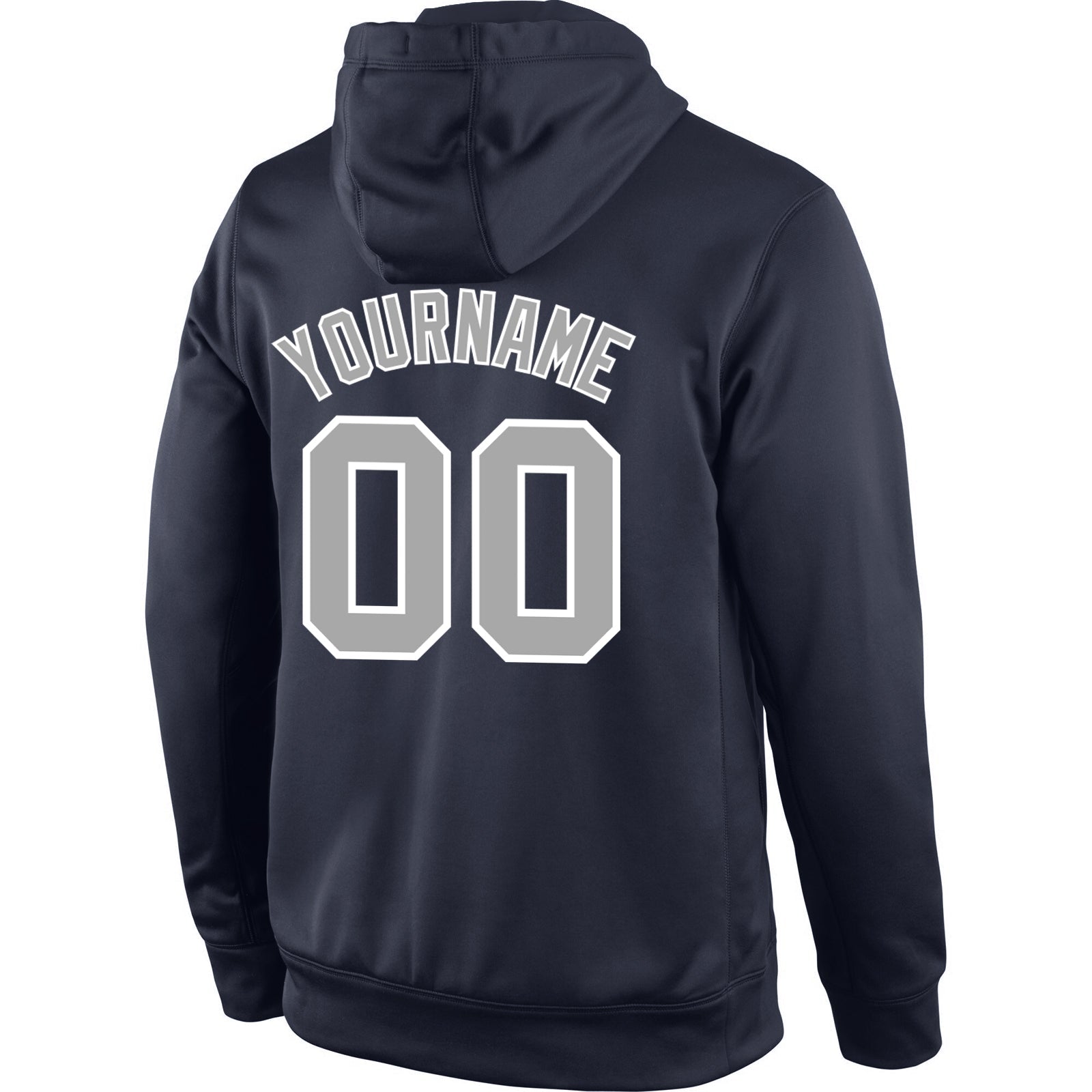 Custom Stitched Navy Gray-White Sports Pullover Sweatshirt Hoodie view 3