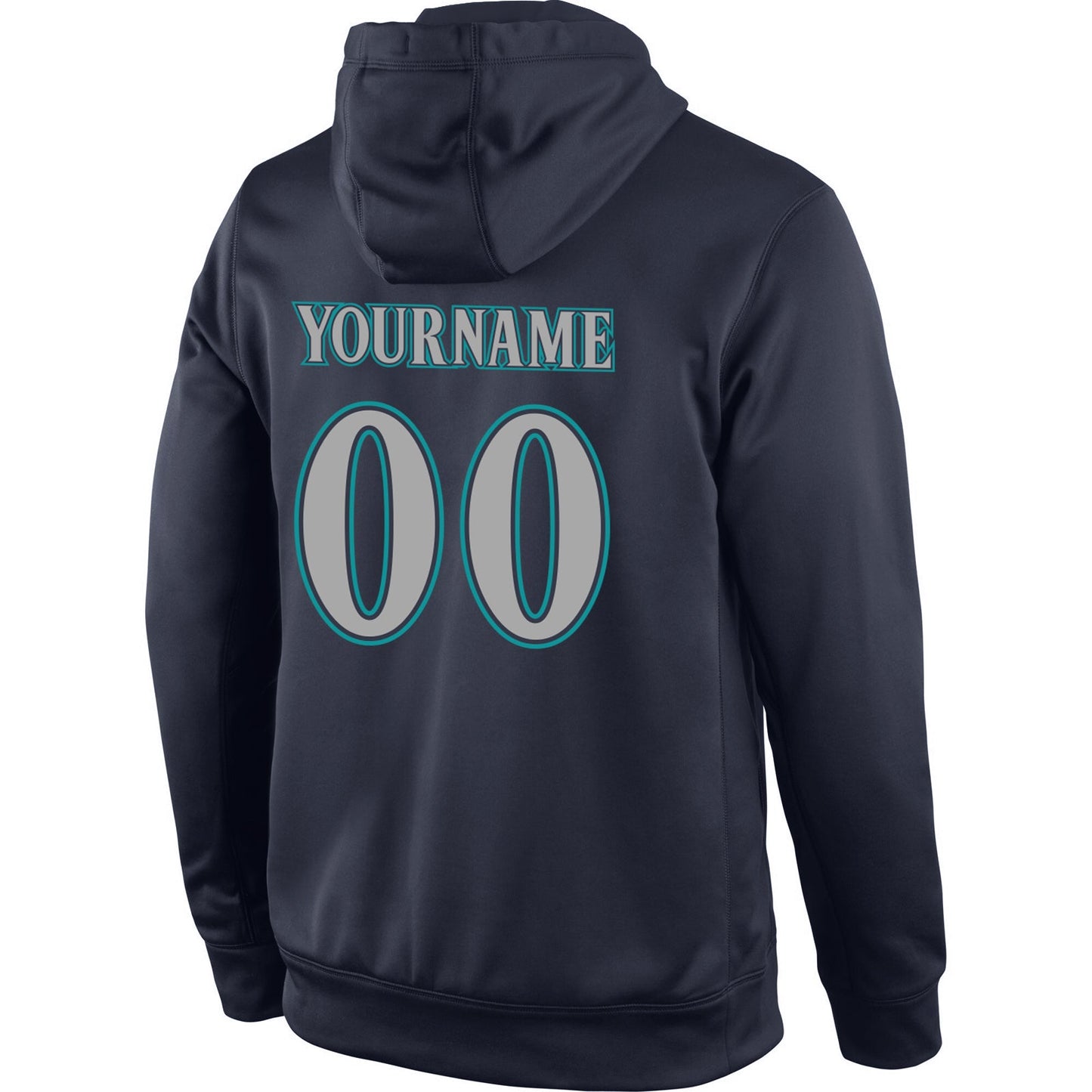 Custom Stitched Navy Gray-Aqua Sports Pullover Sweatshirt Hoodie view 3