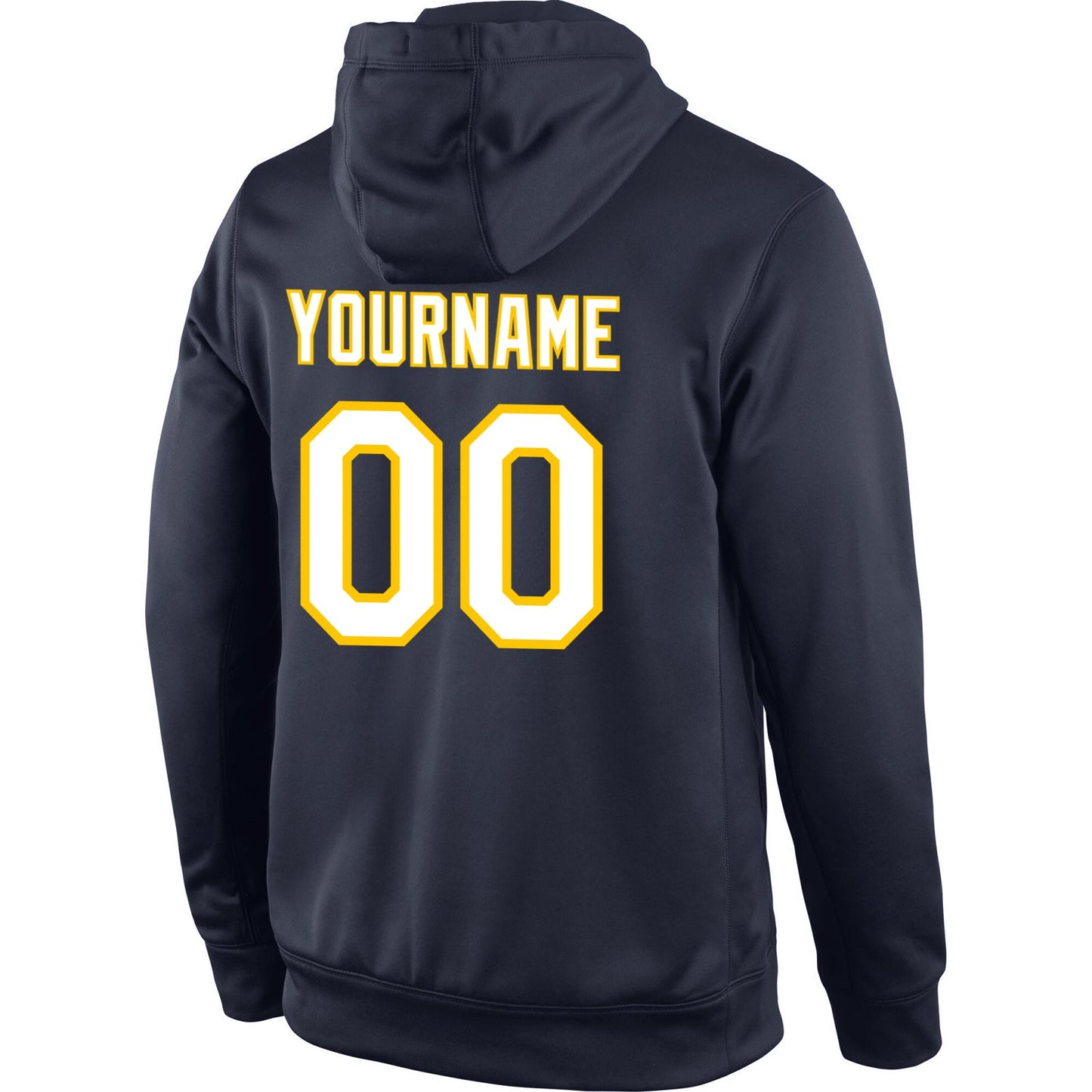 Custom Stitched Navy White-Gold Sports Pullover Sweatshirt Hoodie view 3