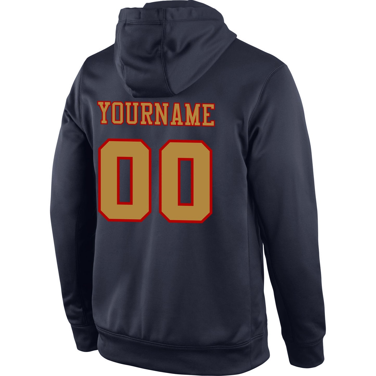 Custom Stitched Navy Old Gold-Red Sports Pullover Sweatshirt Hoodie view 3