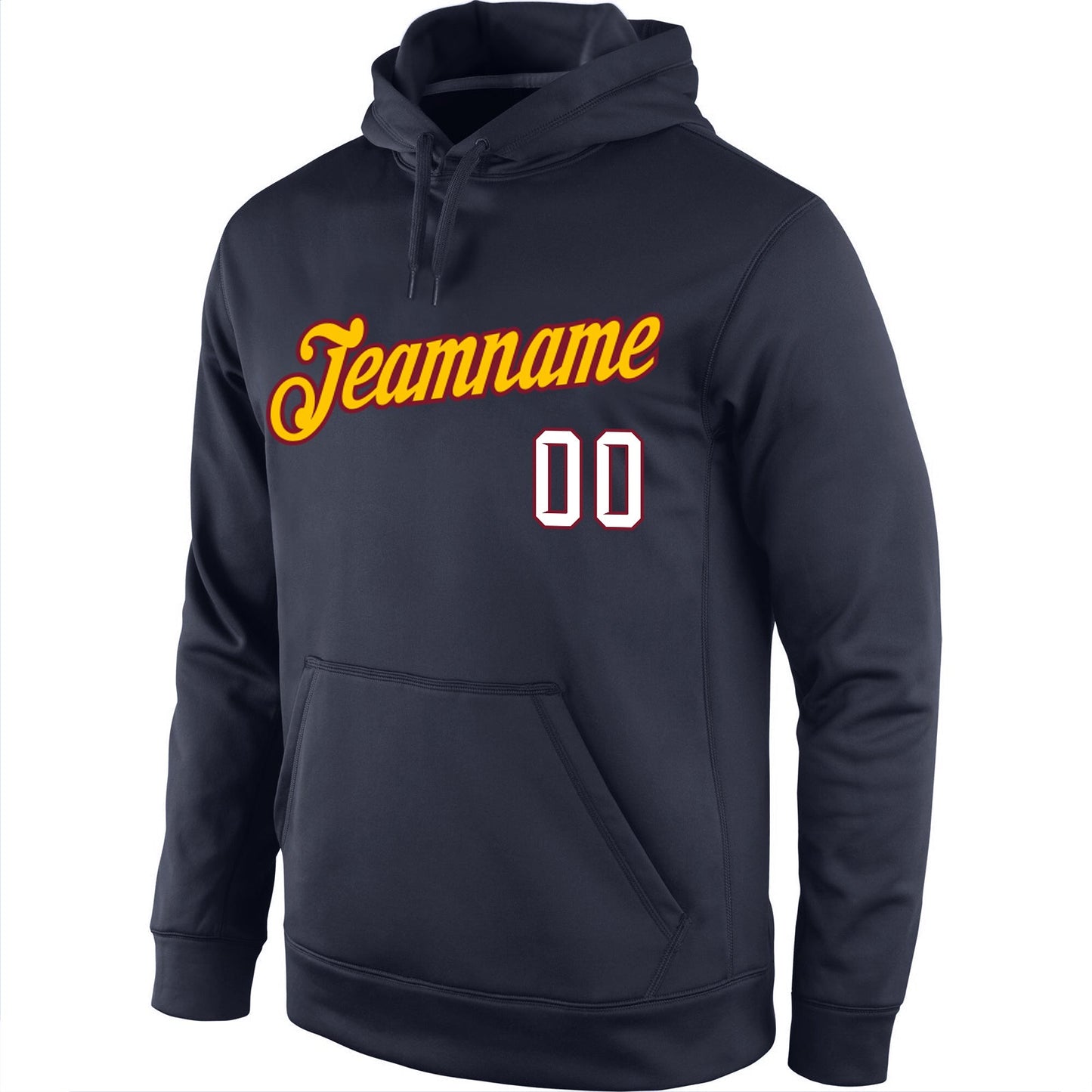 Custom Stitched Navy White-Gold Sports Pullover Sweatshirt Hoodie view 2