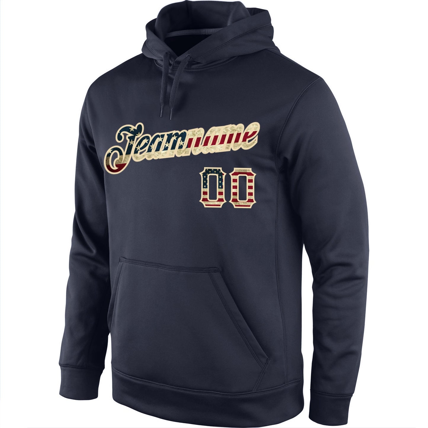 Custom Stitched Navy Vintage USA Flag-Cream Sports Pullover Sweatshirt Hoodie view 2