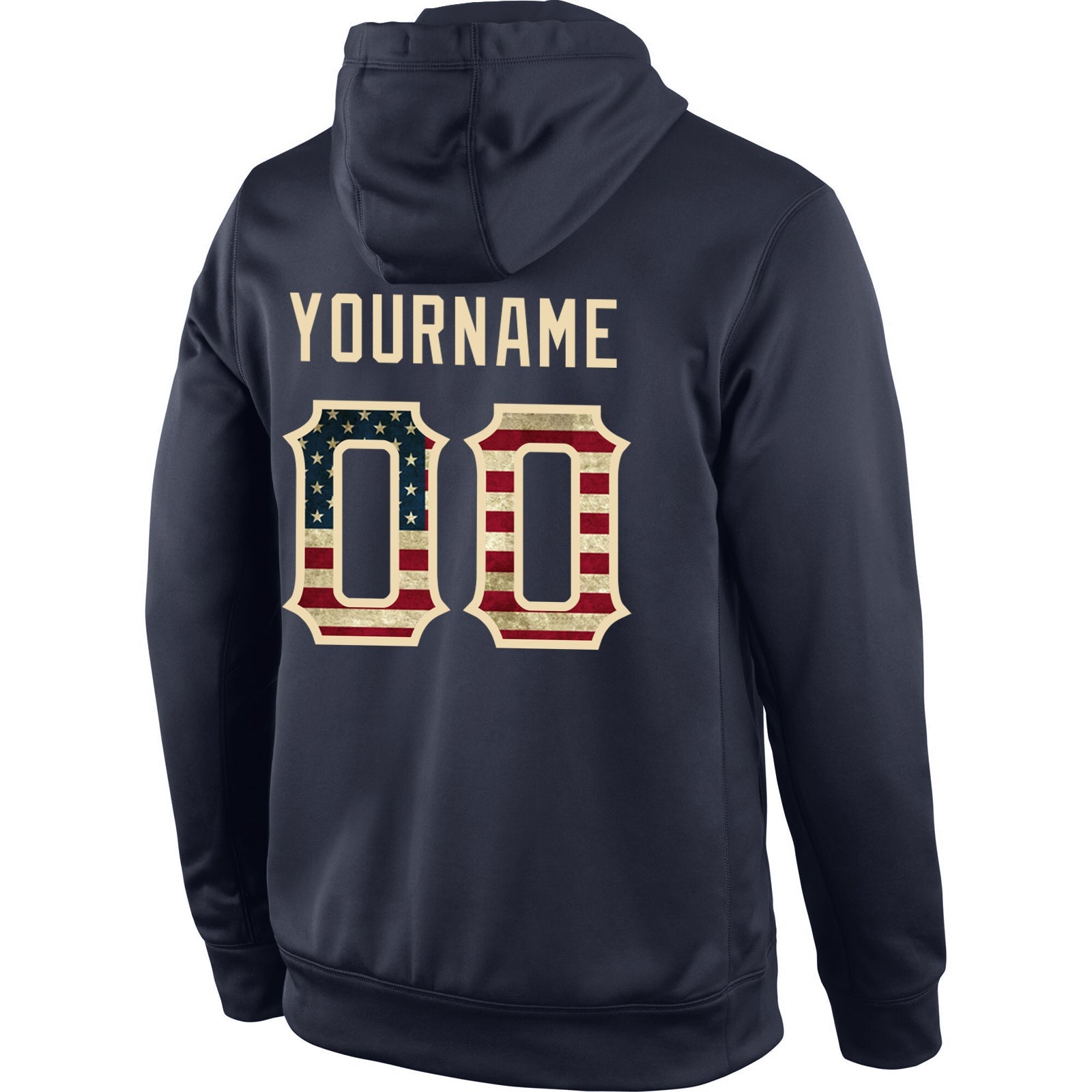 Custom Stitched Navy Vintage USA Flag-Cream Sports Pullover Sweatshirt Hoodie view 3