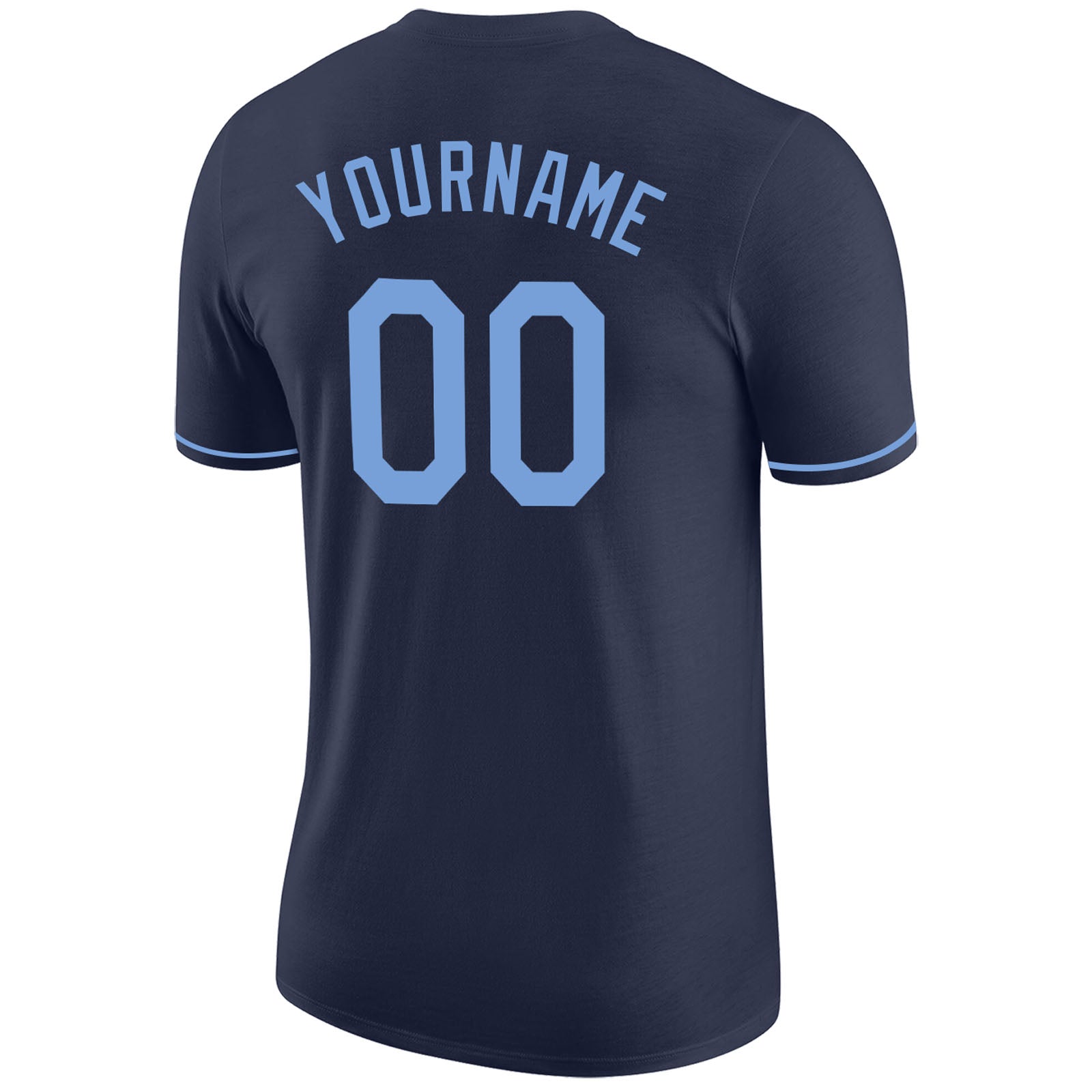 Custom Navy Light Blue Performance T-Shirt view 6