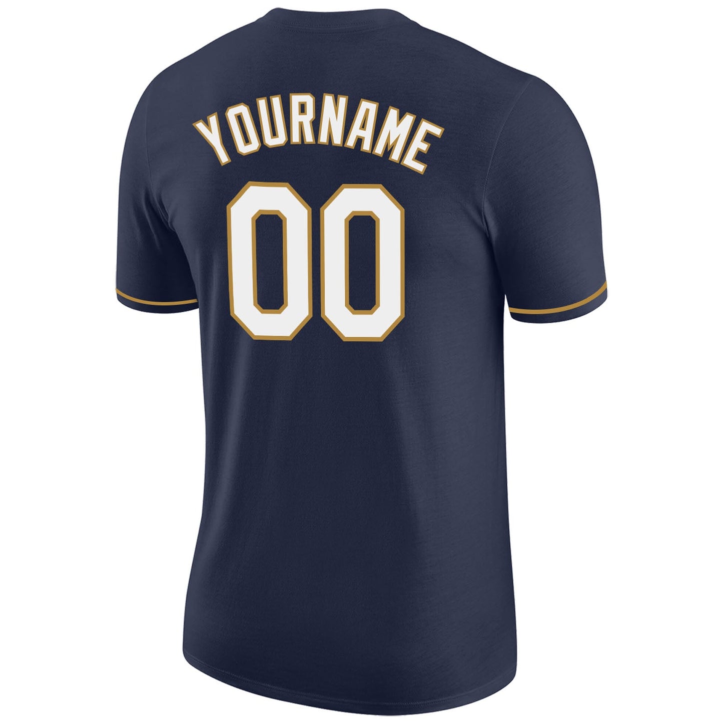 Custom Navy White-Old Gold Performance T-Shirt view 6