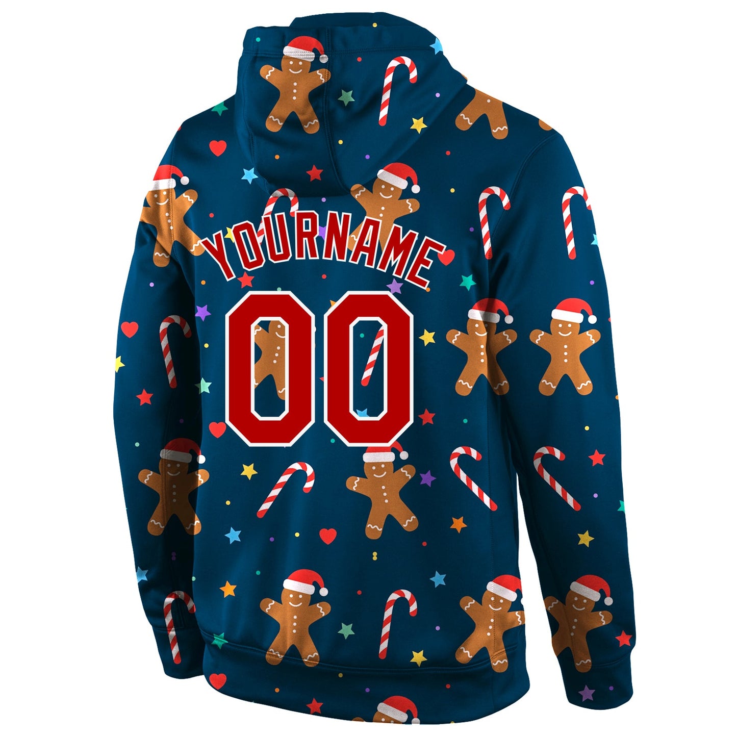 Custom Stitched Navy Red-White Christmas 3D Sports Pullover Sweatshirt Hoodie view 3