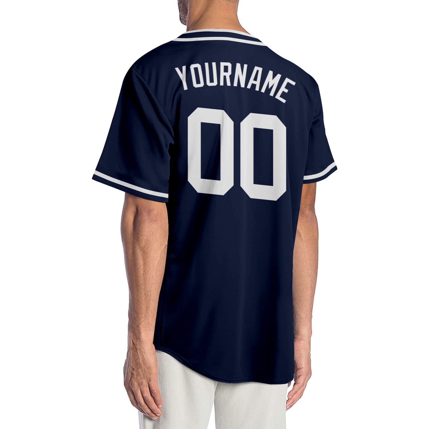 Custom Navy White Authentic Baseball Jersey view 2
