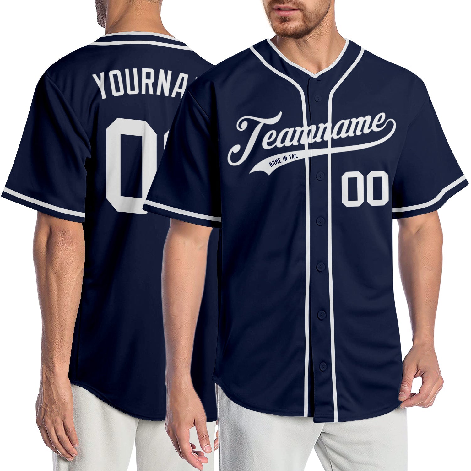 Custom Navy White Authentic Baseball Jersey - Main View
