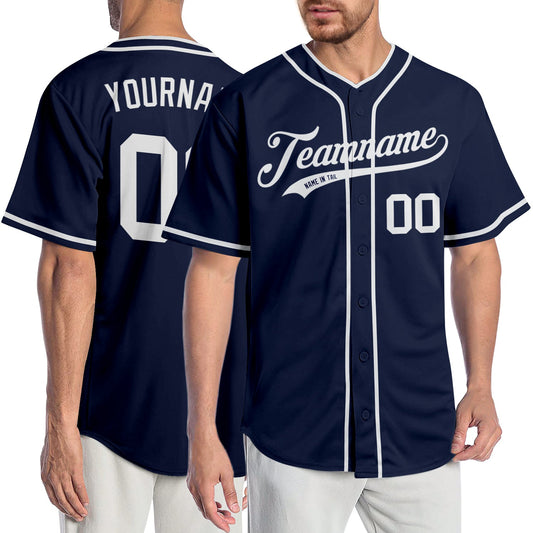 Custom Navy White Authentic Baseball Jersey - Main View