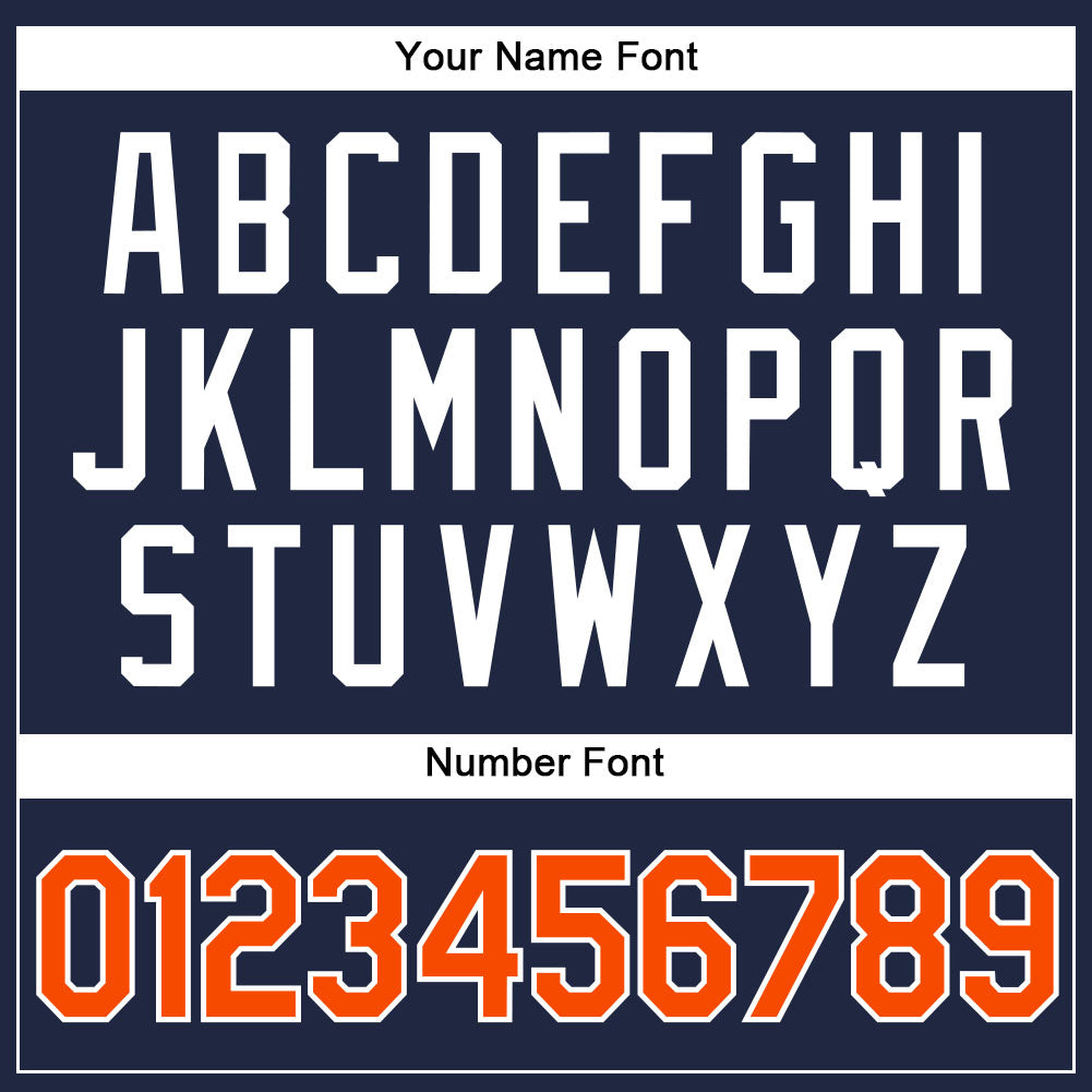 Custom Navy Orange-White Authentic Baseball Jersey view 6