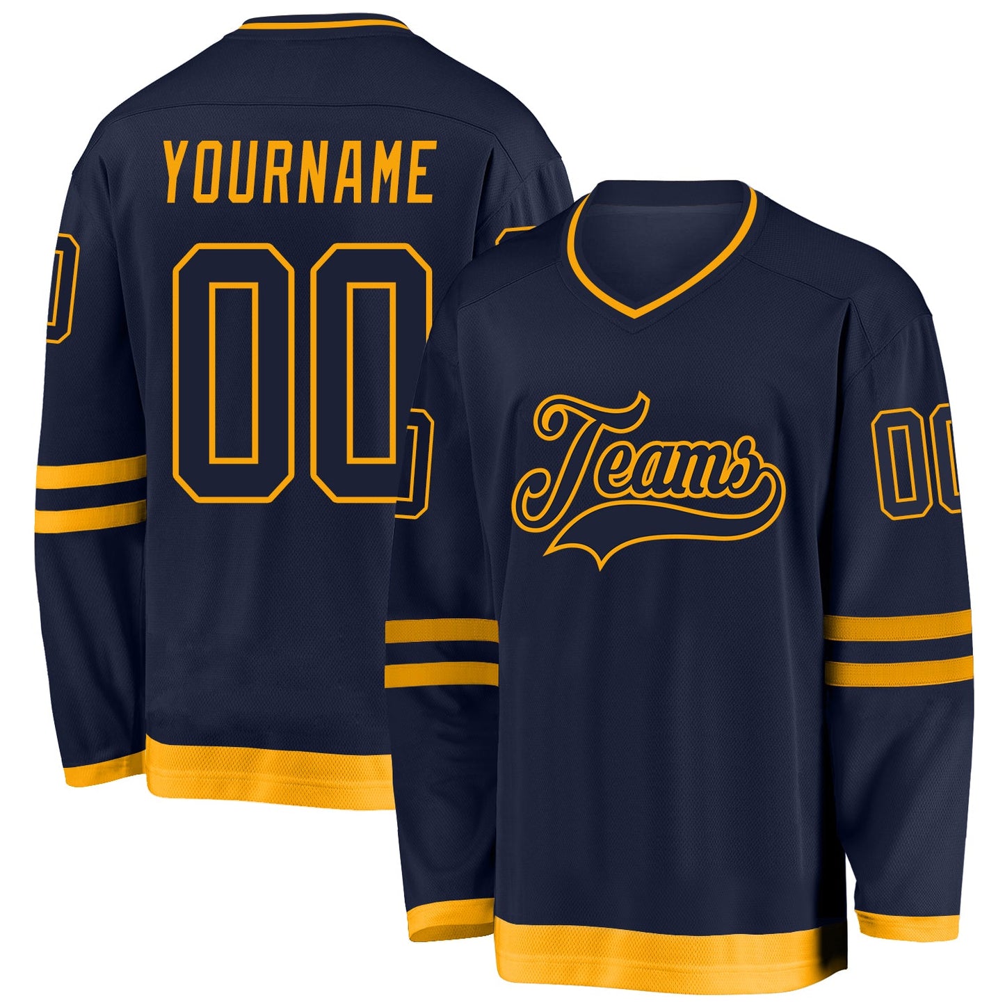 Custom Navy Navy-Gold Hockey Jersey - Main View