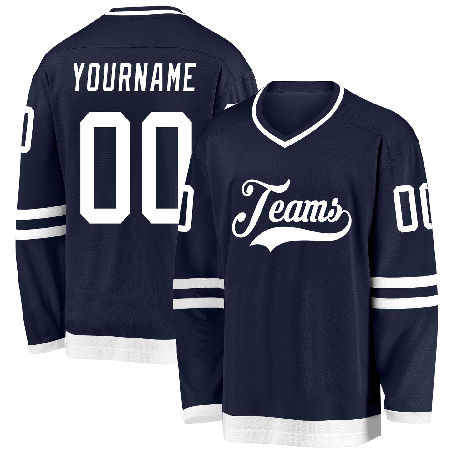 Custom Navy White Hockey Jersey - Main View