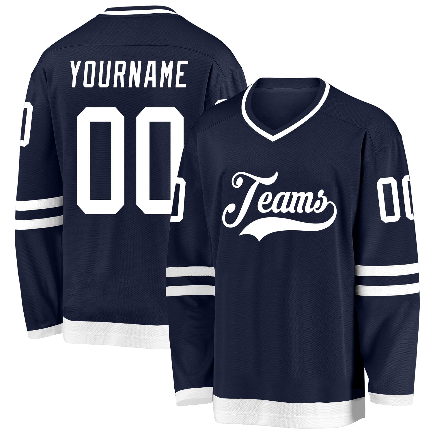 Custom Navy White Hockey Jersey - Main View