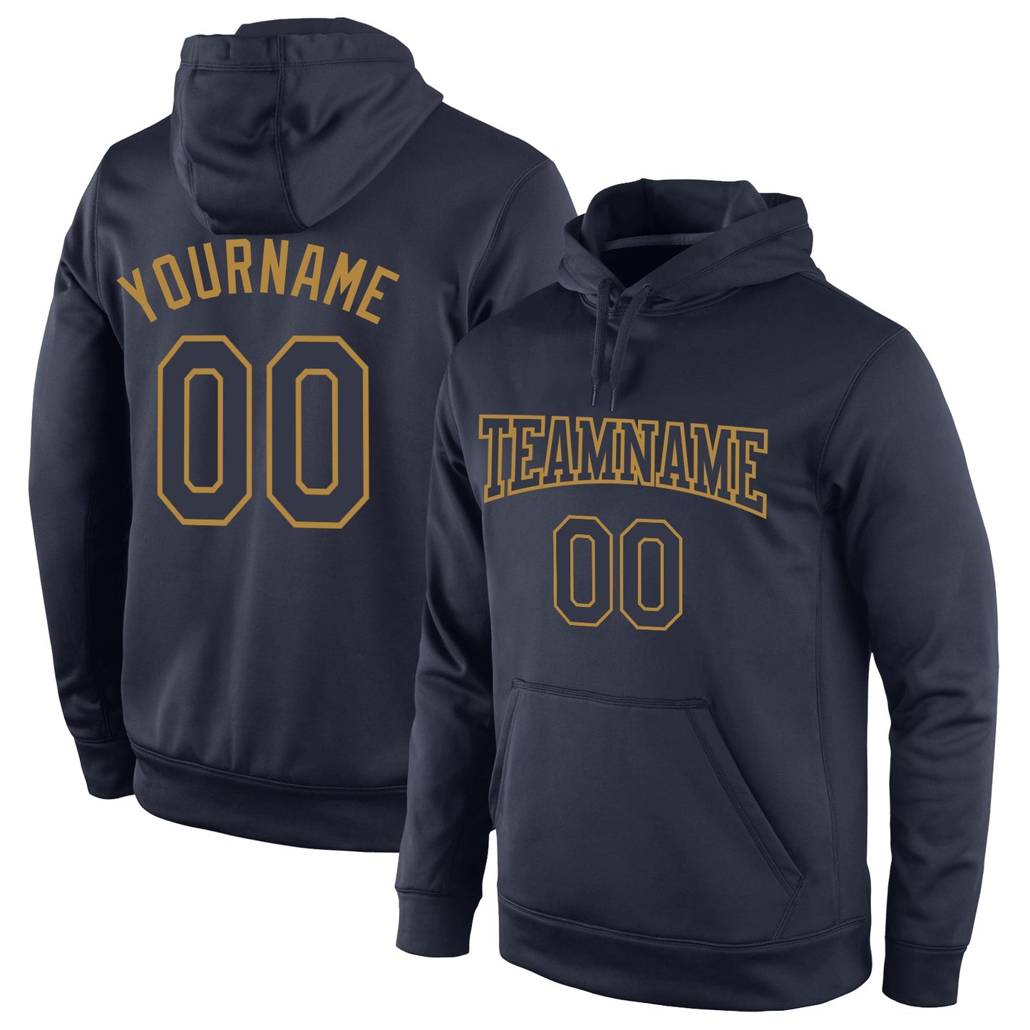 Custom Stitched Navy Navy-Old Gold Sports Pullover Sweatshirt Hoodie - Main View
