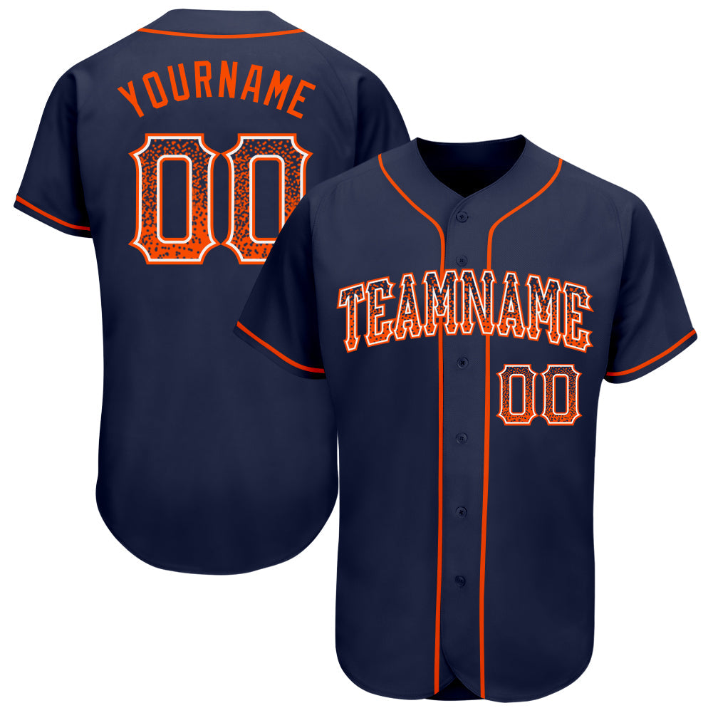 Custom Navy Orange-White Authentic Drift Fashion Baseball Jersey - Main View