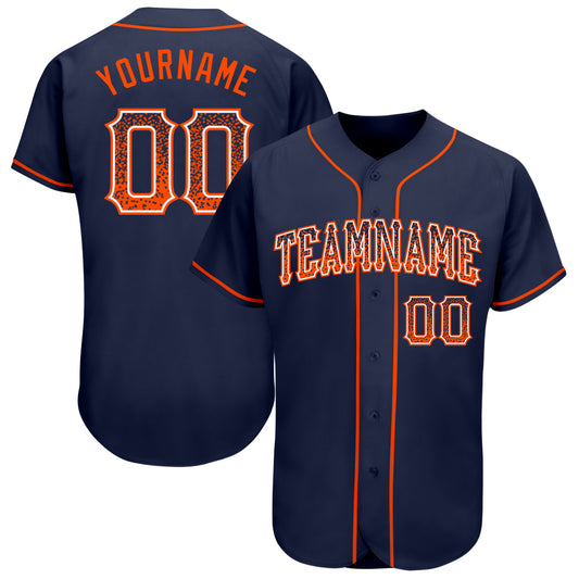 Custom Navy Orange-White Authentic Drift Fashion Baseball Jersey - Main View