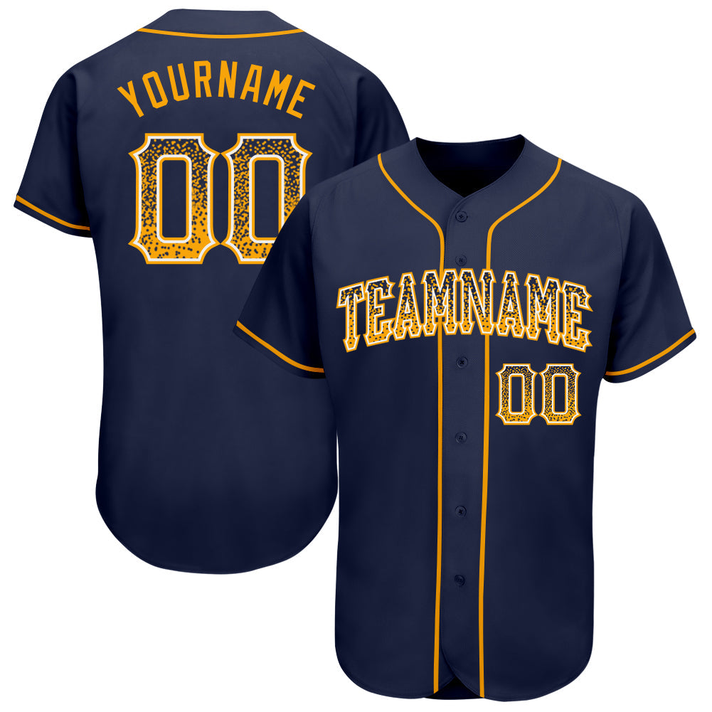 Custom Navy Gold-White Authentic Drift Fashion Baseball Jersey - Main View