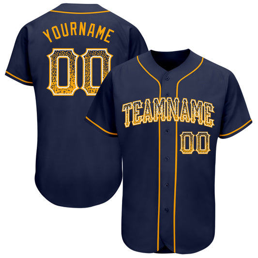 Custom Navy Gold-White Authentic Drift Fashion Baseball Jersey - Main View