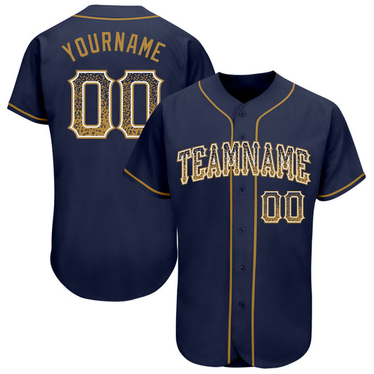 Custom Navy Old Gold-White Authentic Drift Fashion Baseball Jersey - Main View
