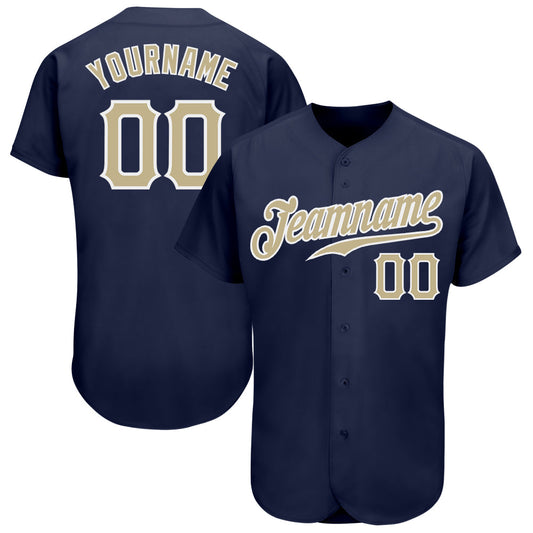 Custom Navy Vegas Gold-White Authentic Baseball Jersey - Main View