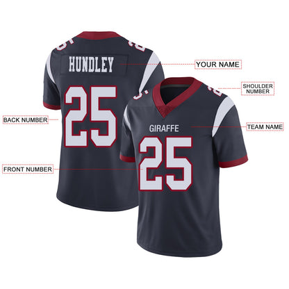 Custom H.Texans Football Jerseys Team Player or Personalized Design Your Own Name for Men's Women's Youth Jerseys Navy view 5